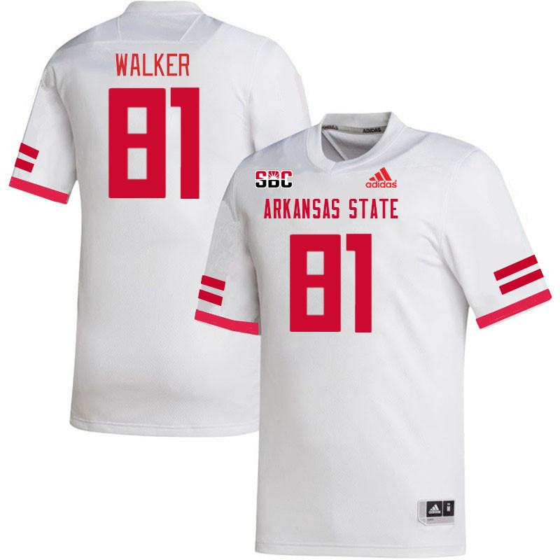 Men-Youth #81 Omari Walker Arkansas State Red Wolves College Football Jerseys Stitched-White